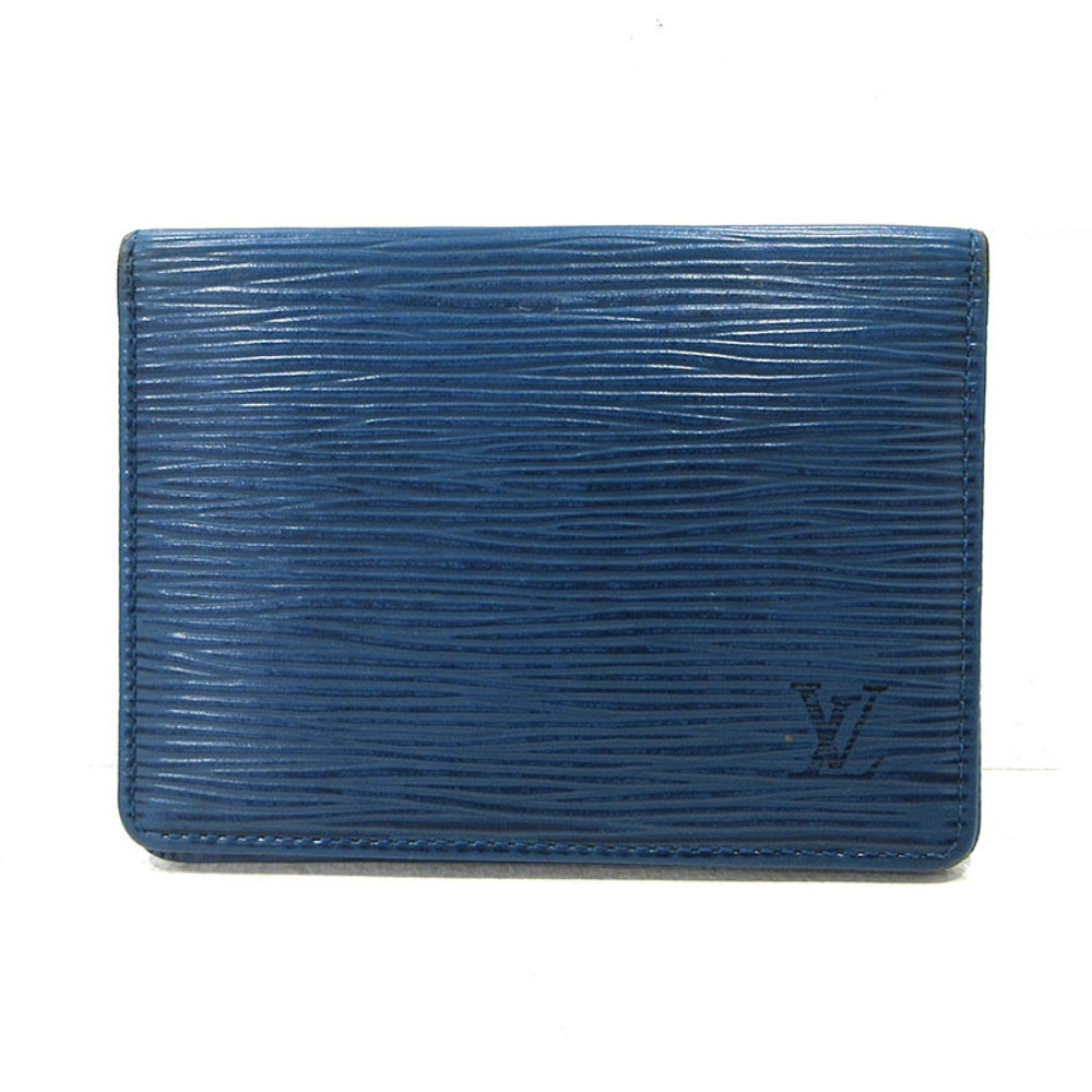 LOUIS VUITTON Epi Porte Cartes Vertical Card Case Wallet Blue